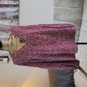 Unbranded Red Spotted V-neck Balloon Sleeve